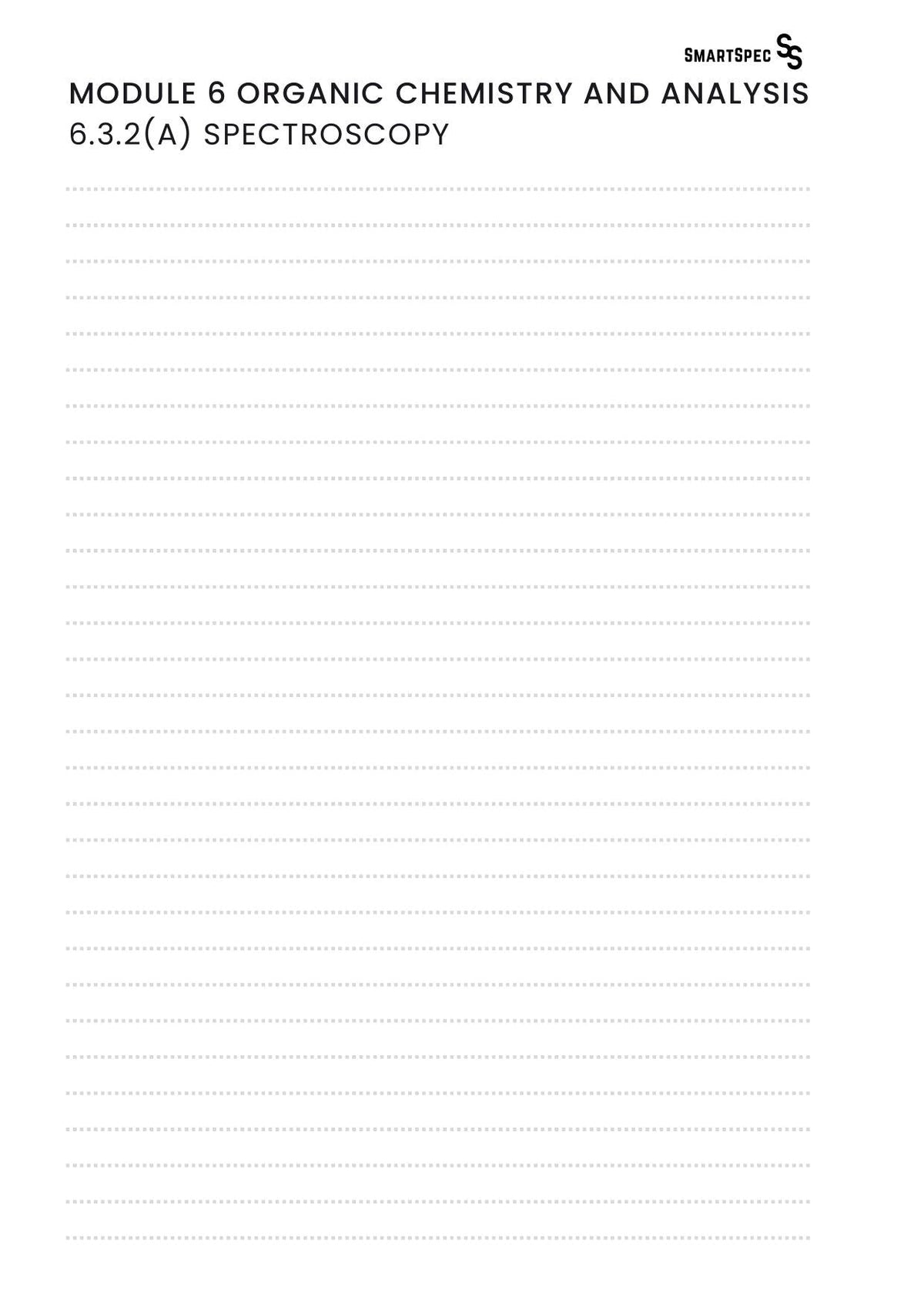 Blank SmartSpec notes page for OCR A Chemistry NMR spectroscopy spec point