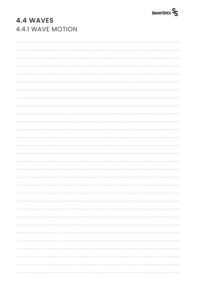 Blank SmartSpec notes page for OCR A Physics wave motion spec point