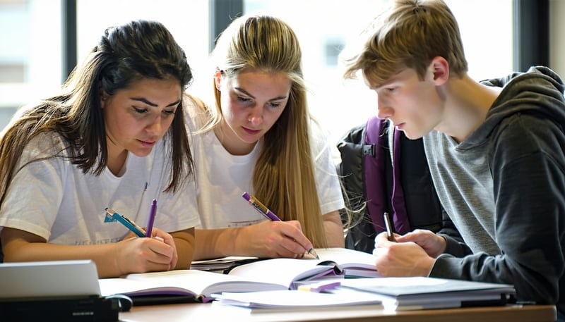 Students revising with subject-specific notebooks from Smartspec Notes